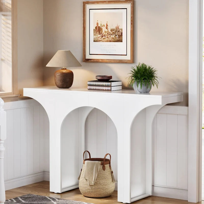 47 Inches Console Table, Black Sofa Table Behind Couch, Vintage Modern Entryway Hallway Table