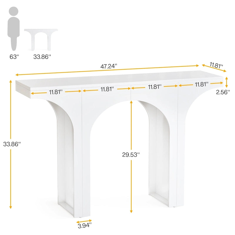 47 Inches Console Table, Black Sofa Table Behind Couch, Vintage Modern Entryway Hallway Table