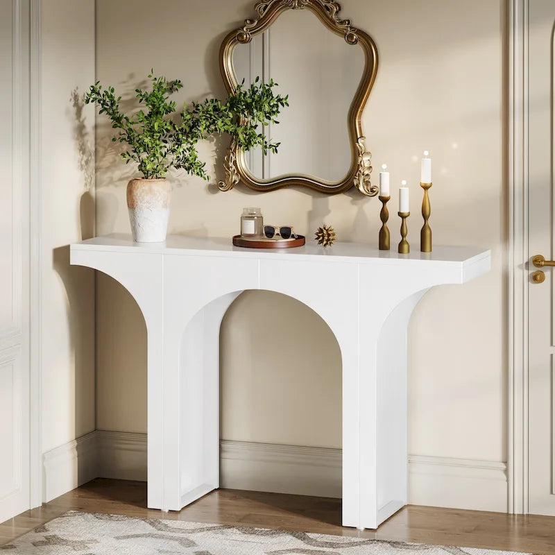 47 Inches Console Table, Black Sofa Table Behind Couch, Vintage Modern Entryway Hallway Table