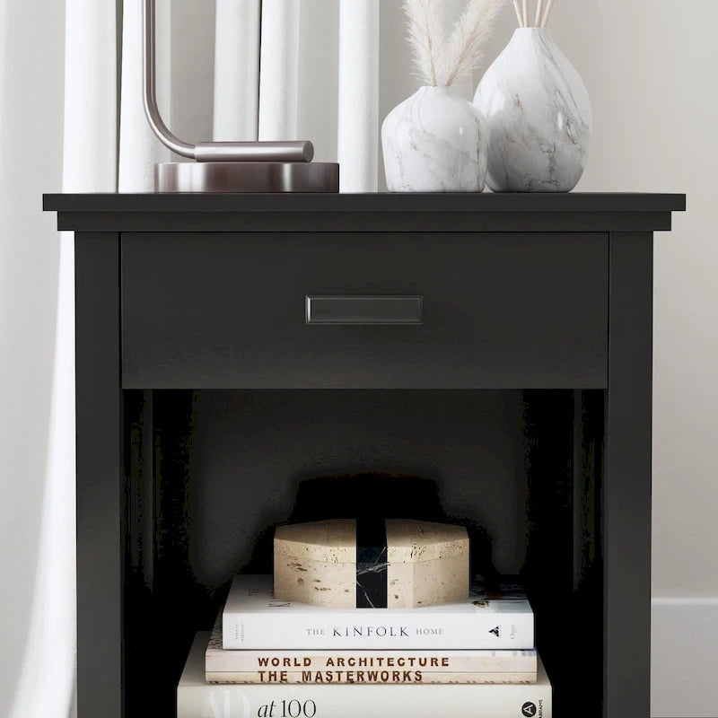 Oak Park Black Wood Queen Bed, Nightstand and Dresser by Homestyles