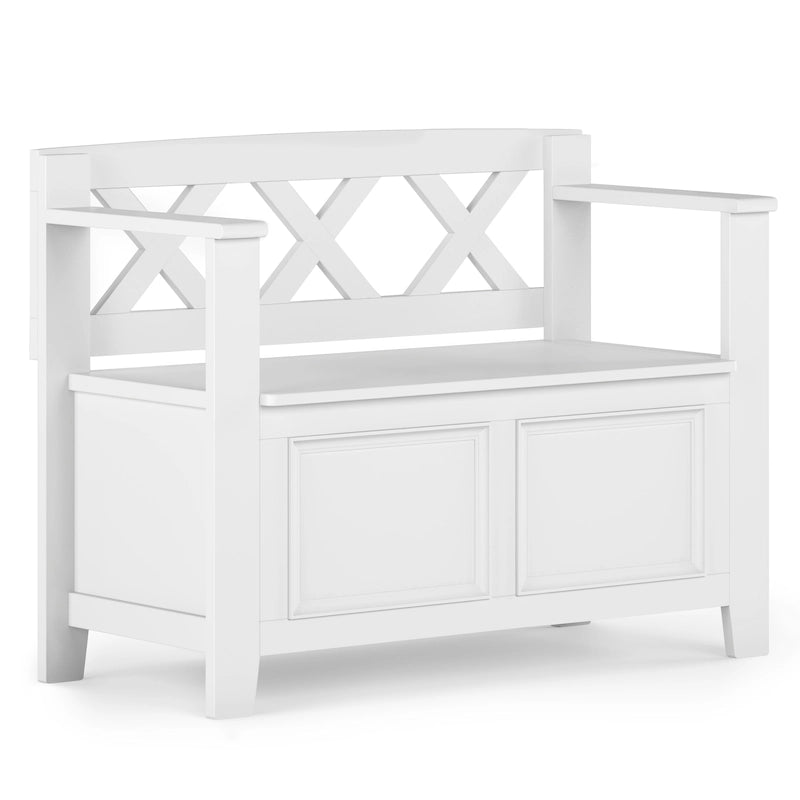 WYNDENHALL Halifax SOLID WOOD 36 inch Wide Transitional Small Entryway Storage Bench - 17D x 36 W x 27.8H