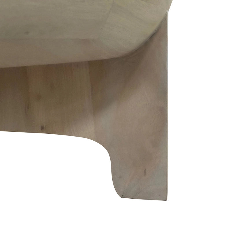Tavolino da caffè Tomas da 32 pollici, piano a tamburo in legno di mango, bianco lavato classico