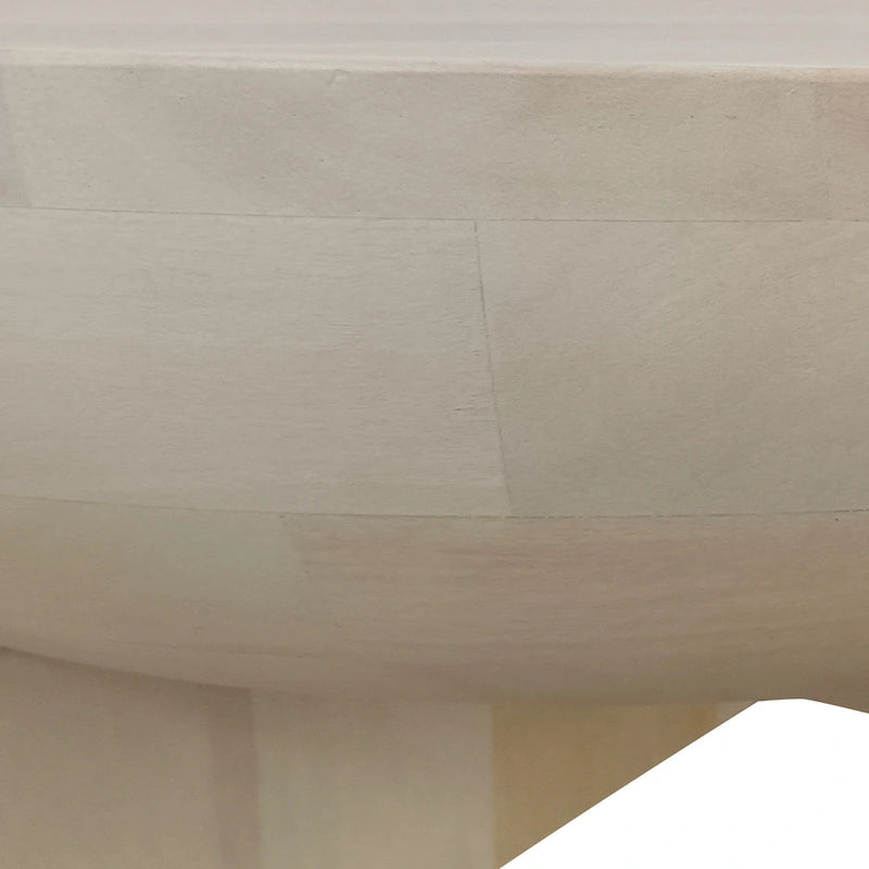 Tavolino da caffè Tomas da 32 pollici, piano a tamburo in legno di mango, bianco lavato classico