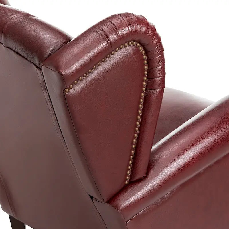 Alex Classic Wingback Leather Armchair with Nailhead Trim Set of 2 by HULALA HOME