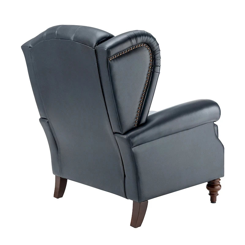 Alex Classic Wingback Leather Armchair with Nailhead Trim Set of 2 by HULALA HOME