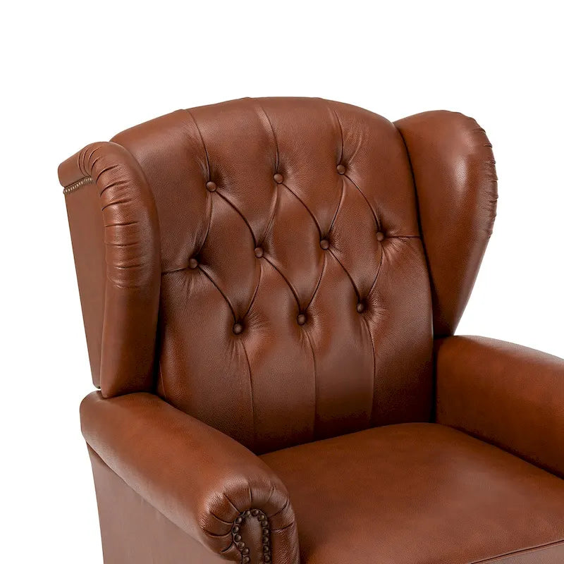Alex Classic Wingback Leather Armchair with Nailhead Trim Set of 2 by HULALA HOME