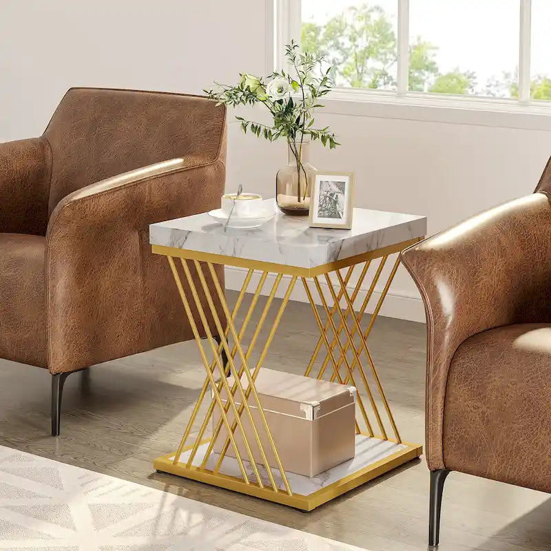 Square End Table,Mid-century Modern Bed Side Tables, Accent Table Living Room