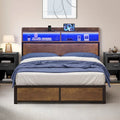 Moasis King Industry Bed Frame Storage Shelves Metal Platform Bed Frame