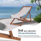 Sedia Sdraio da Spiaggia FDW per il Relax, Pieghevole con Altezza Regolabile Realizzata in Legno di Eucalipto con Poliestere Bianco