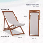 Sedia Sdraio da Spiaggia FDW per il Relax, Pieghevole con Altezza Regolabile Realizzata in Legno di Eucalipto con Poliestere Bianco