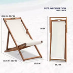 Sedia Sdraio da Spiaggia FDW per il Relax, Pieghevole con Altezza Regolabile Realizzata in Legno di Eucalipto con Poliestere Bianco