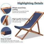 Sedia Sdraio da Spiaggia FDW per il Relax, Pieghevole con Altezza Regolabile Realizzata in Legno di Eucalipto con Poliestere Bianco