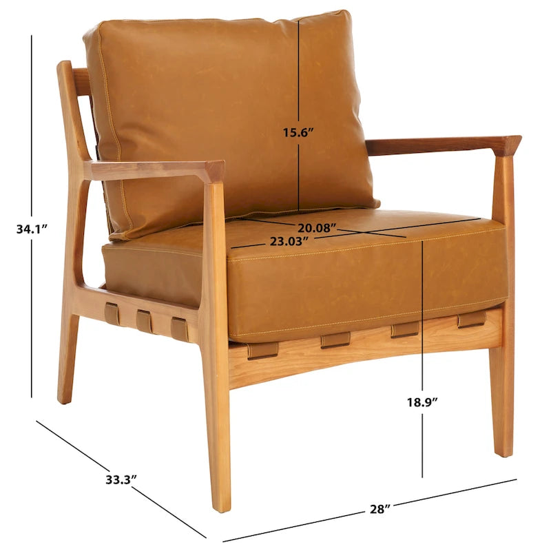 SAFAVIEH Donie Solid Wood Accent Chair with Cushion (Fully Assembled) - 28 In. W x 33 In. D x 34 In. H - 28Wx33Dx34H