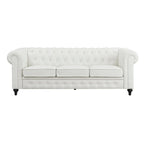 Set divano componibile Chesterfield 3 pezzi per soggiorno con braccioli arrotolati e cuscini imbottiti per salotto