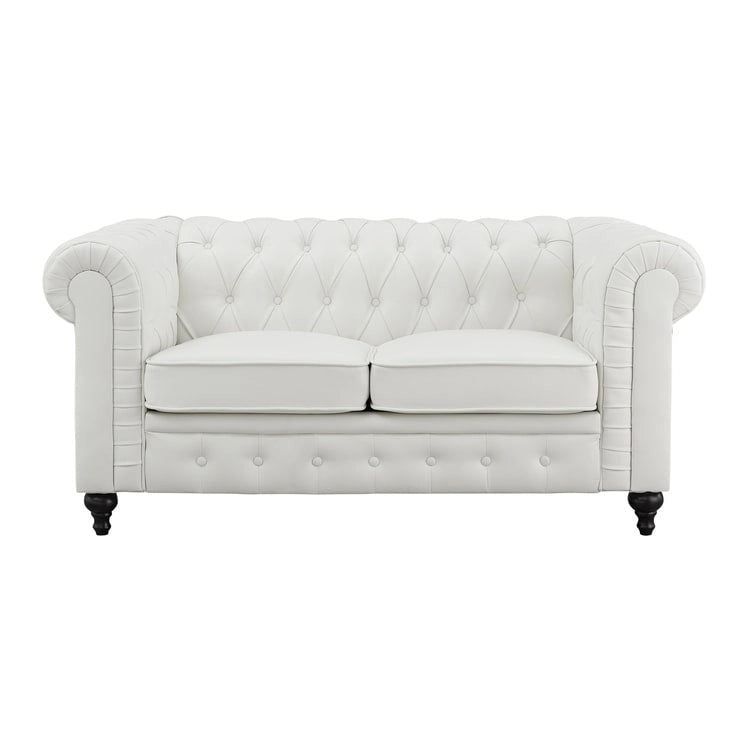 Set divano componibile Chesterfield 3 pezzi per soggiorno con braccioli arrotolati e cuscini imbottiti per salotto