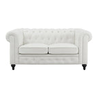 Set divano componibile Chesterfield 3 pezzi per soggiorno con braccioli arrotolati e cuscini imbottiti per salotto