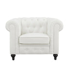 Set divano componibile Chesterfield 3 pezzi per soggiorno con braccioli arrotolati e cuscini imbottiti per salotto