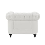 Set divano componibile Chesterfield 3 pezzi per soggiorno con braccioli arrotolati e cuscini imbottiti per salotto