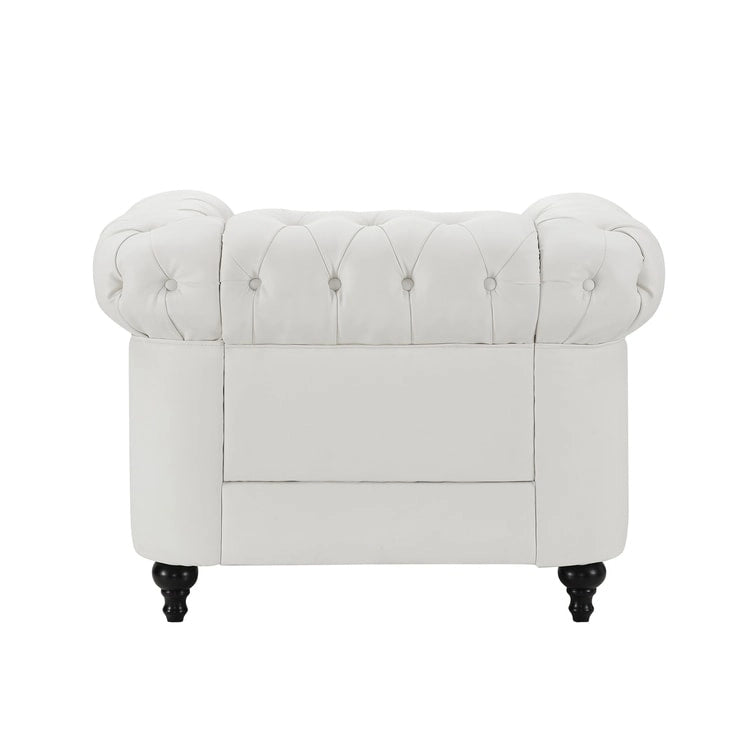 Set divano componibile Chesterfield 3 pezzi per soggiorno con braccioli arrotolati e cuscini imbottiti per salotto