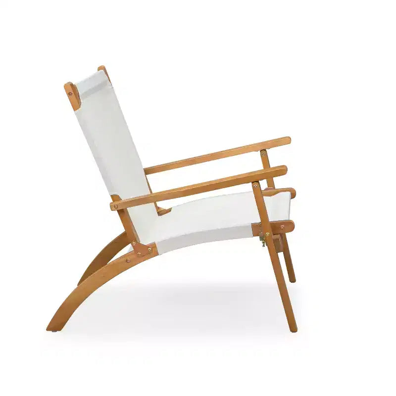 Balkene Home Walker Outdoor Folding Chair All Weather Lounging Chair Portable Seating Solid Acacia Wood - Ivory