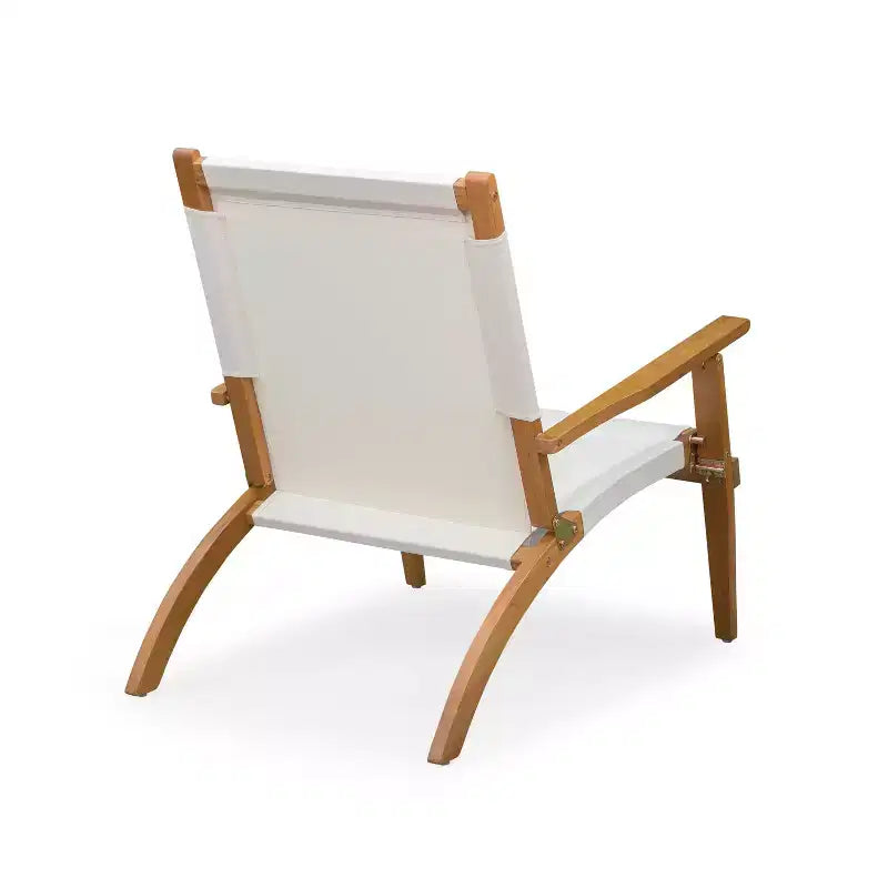 Balkene Home Walker Outdoor Folding Chair All Weather Lounging Chair Portable Seating Solid Acacia Wood - Ivory