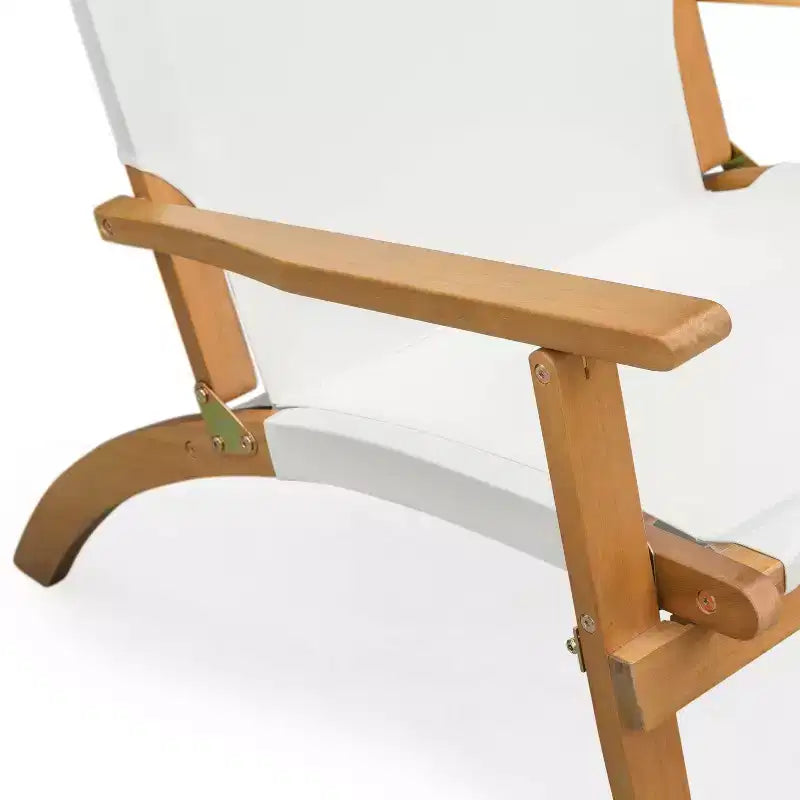 Balkene Home Walker Outdoor Folding Chair All Weather Lounging Chair Portable Seating Solid Acacia Wood - Ivory