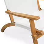 Balkene Home Walker Outdoor Folding Chair All Weather Lounging Chair Portable Seating Solid Acacia Wood - Ivory