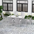 Set da pranzo da esterni WestinTrends da 7 pezzi con tavolo e moderne sedie a sdraio Adirondack