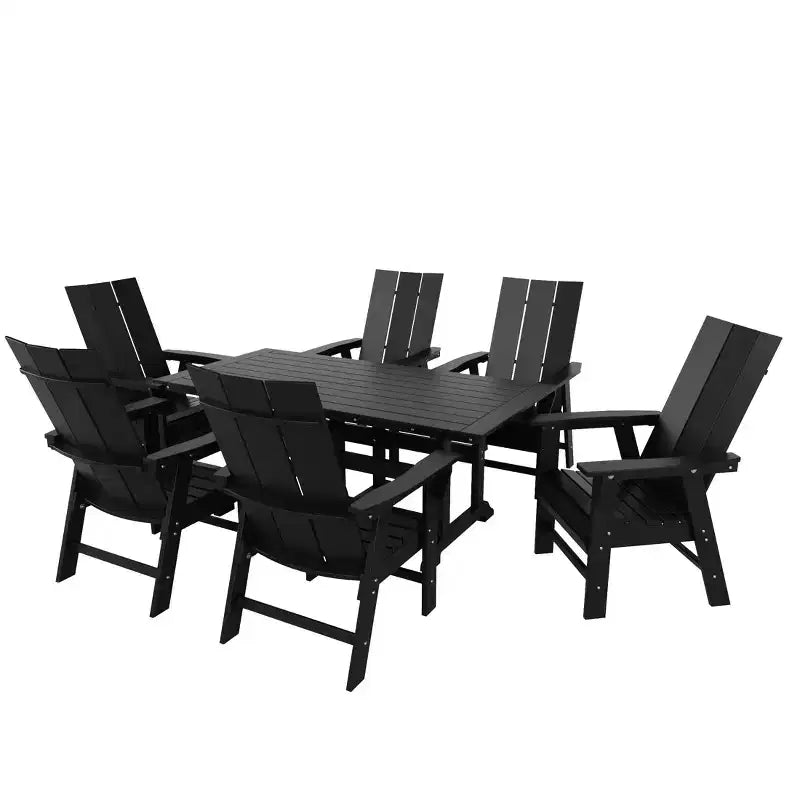 Set da pranzo da esterni WestinTrends da 7 pezzi con tavolo e moderne sedie a sdraio Adirondack