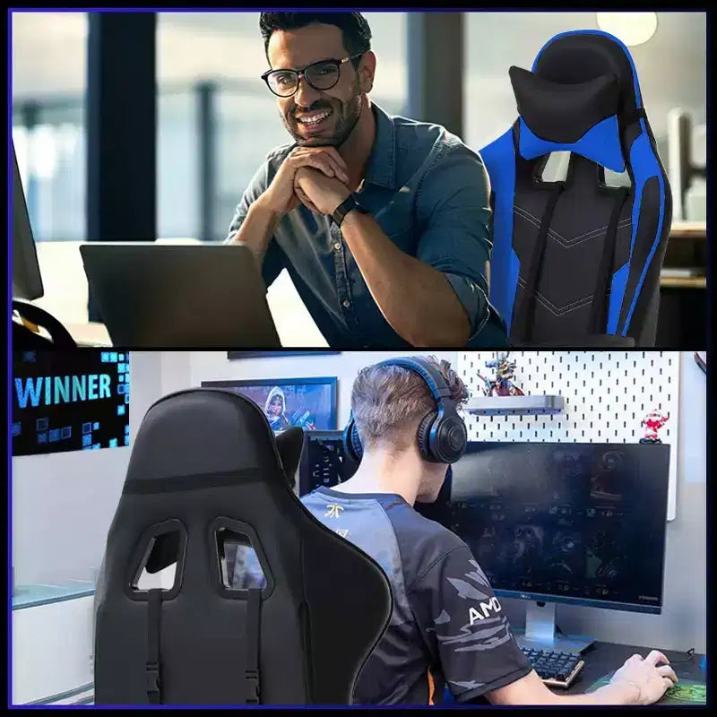 FDW Sedia da Gaming Sedia da Scrivania Sedia da Ufficio Direzionale Schienale Alto in Pelle Sintetica Sedia da Computer da Corsa con Supporto Lombare Poggiapiedi