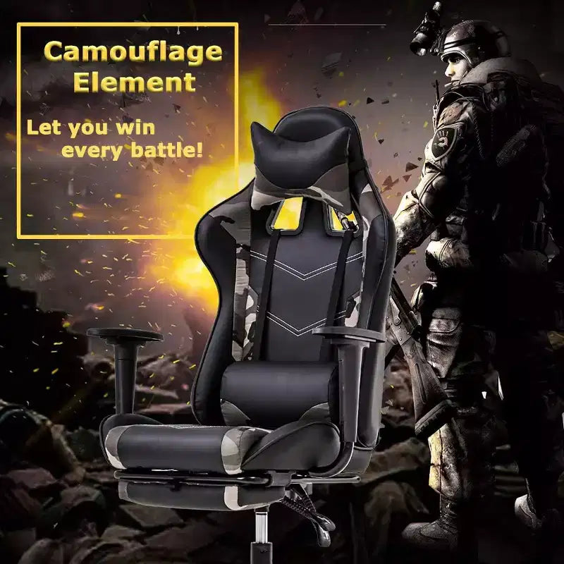 FDW Sedia da Gaming Sedia da Scrivania Sedia da Ufficio Direzionale Schienale Alto in Pelle Sintetica Sedia da Computer da Corsa con Supporto Lombare Poggiapiedi