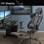 FDW Sedia da Gaming Sedia da Scrivania Sedia da Ufficio Direzionale Schienale Alto in Pelle Sintetica Sedia da Computer da Corsa con Supporto Lombare Poggiapiedi