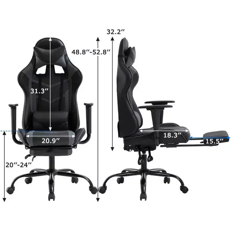 FDW Sedia da Gaming Sedia da Scrivania Sedia da Ufficio Direzionale Schienale Alto in Pelle Sintetica Sedia da Computer da Corsa con Supporto Lombare Poggiapiedi