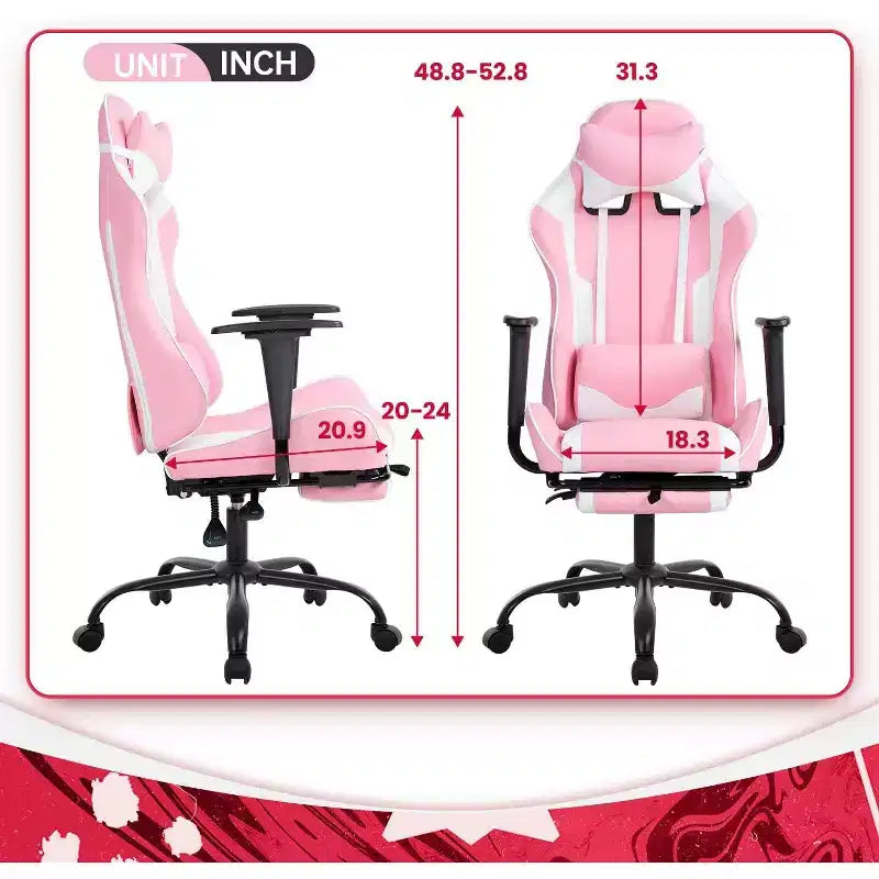 FDW Sedia da Gaming Sedia da Scrivania Sedia da Ufficio Direzionale Schienale Alto in Pelle Sintetica Sedia da Computer da Corsa con Supporto Lombare Poggiapiedi