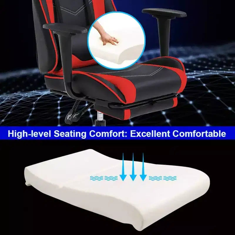 FDW Sedia da Gaming Sedia da Scrivania Sedia da Ufficio Direzionale Schienale Alto in Pelle Sintetica Sedia da Computer da Corsa con Supporto Lombare Poggiapiedi