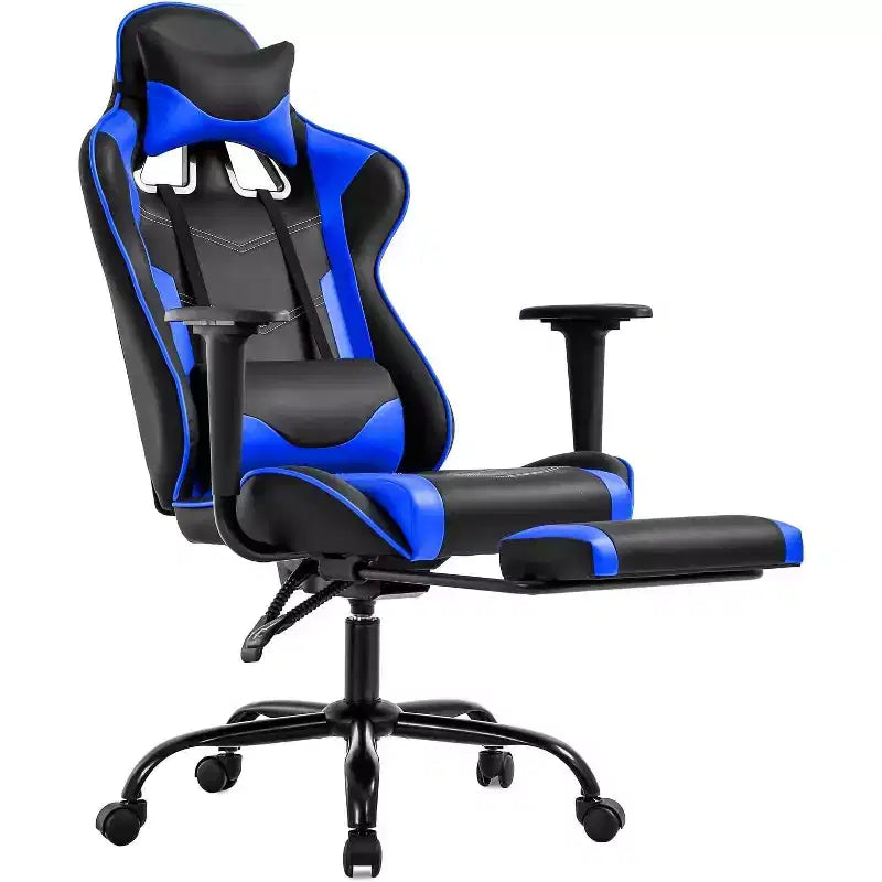 FDW Sedia da Gaming Sedia da Scrivania Sedia da Ufficio Direzionale Schienale Alto in Pelle Sintetica Sedia da Computer da Corsa con Supporto Lombare Poggiapiedi