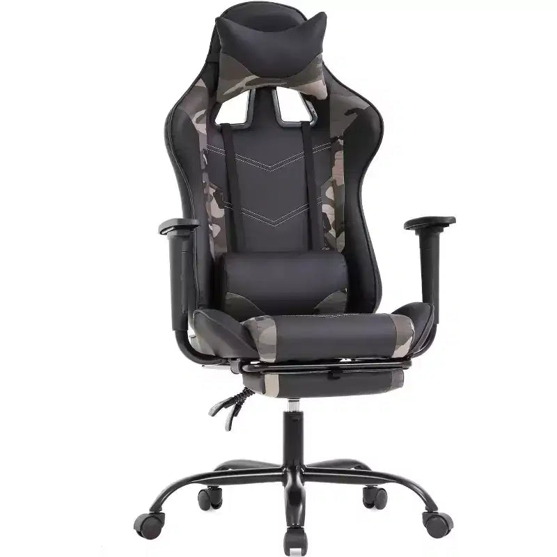 FDW Sedia da Gaming Sedia da Scrivania Sedia da Ufficio Direzionale Schienale Alto in Pelle Sintetica Sedia da Computer da Corsa con Supporto Lombare Poggiapiedi