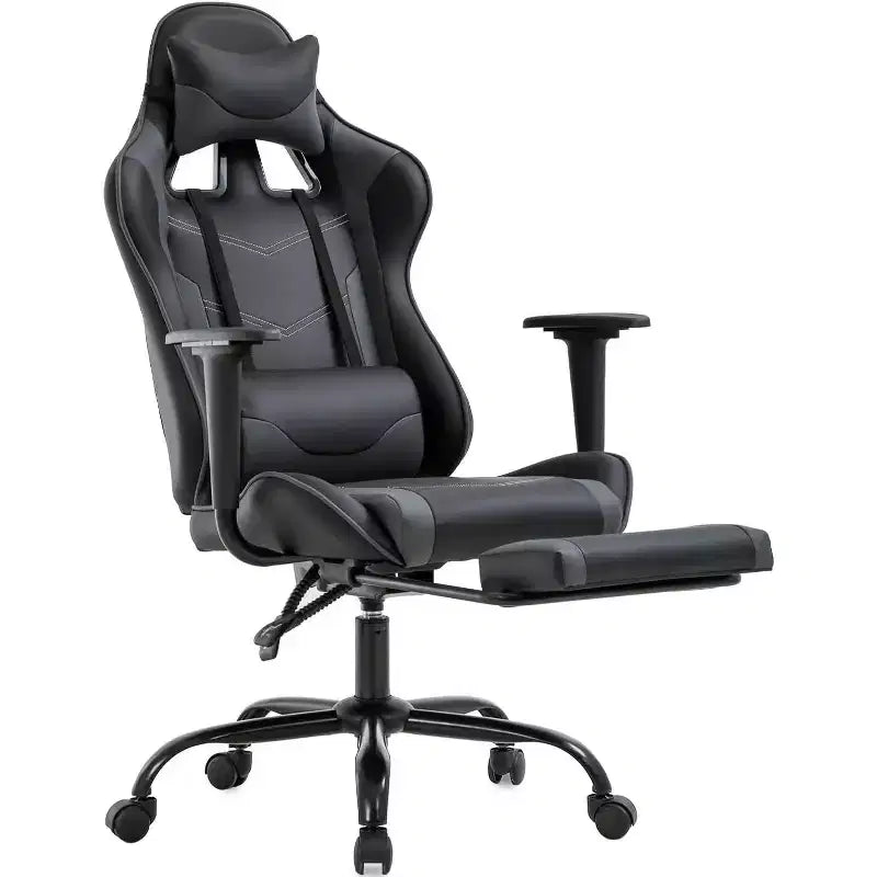 FDW Sedia da Gaming Sedia da Scrivania Sedia da Ufficio Direzionale Schienale Alto in Pelle Sintetica Sedia da Computer da Corsa con Supporto Lombare Poggiapiedi