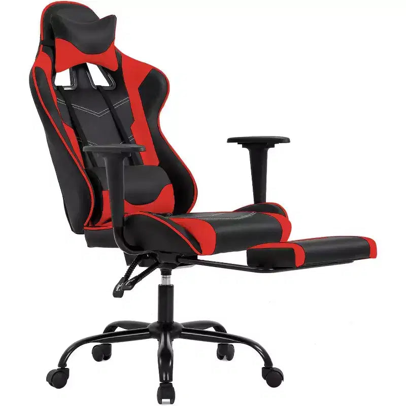FDW Sedia da Gaming Sedia da Scrivania Sedia da Ufficio Direzionale Schienale Alto in Pelle Sintetica Sedia da Computer da Corsa con Supporto Lombare Poggiapiedi