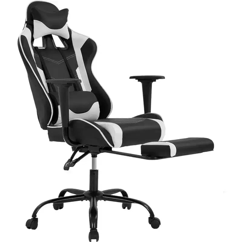 FDW Sedia da Gaming Sedia da Scrivania Sedia da Ufficio Direzionale Schienale Alto in Pelle Sintetica Sedia da Computer da Corsa con Supporto Lombare Poggiapiedi