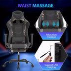 FDW Racing Gaming Chair Video Game Chairs with Computer Desk PU Leather Headrest Lumbar Support & 360-Swivel Seat
