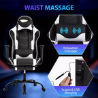 FDW Racing Gaming Chair Video Game Chairs with Computer Desk PU Leather Headrest Lumbar Support & 360-Swivel Seat