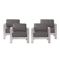 GDFStudio Cape Coral Outdoor Aluminum Club Chairs with Cushions (Set of 4), Khaki/Silver