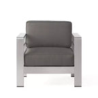 GDFStudio Cape Coral Outdoor Aluminum Club Chairs with Cushions (Set of 4), Khaki/Silver