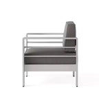 GDFStudio Cape Coral Outdoor Aluminum Club Chairs with Cushions (Set of 4), Khaki/Silver