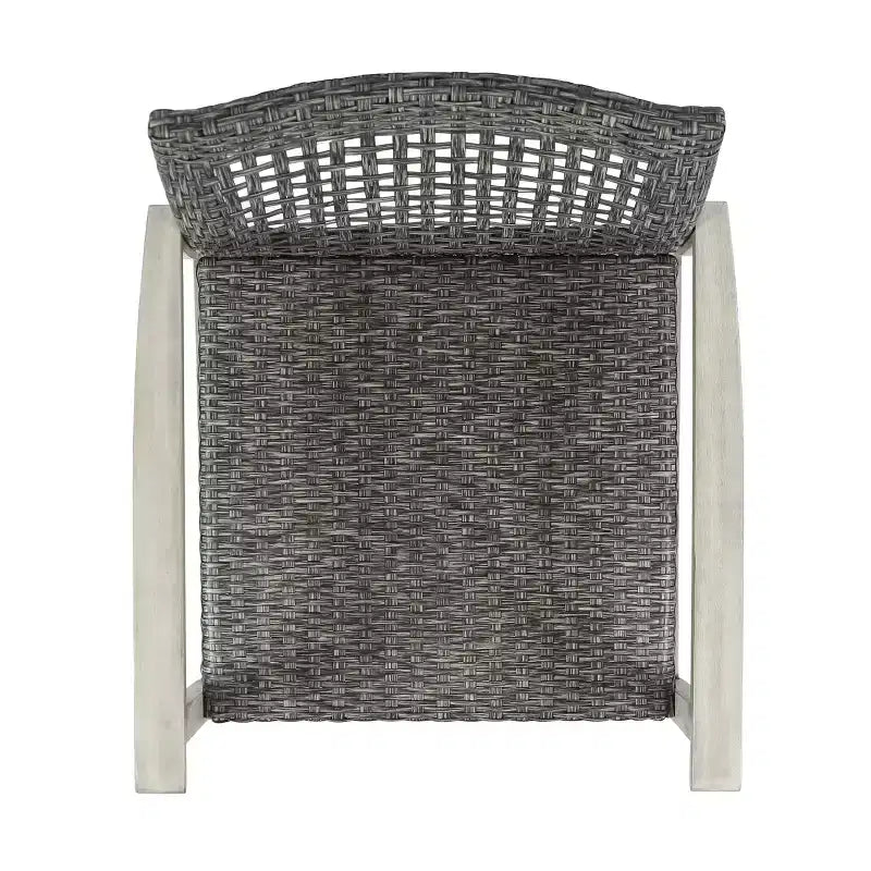 GDFStudio Savannah Outdoor Acacia Wood and Wicker Club Chairs (Set of 4), Gray/Mixed Black