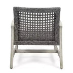GDFStudio Savannah Outdoor Acacia Wood and Wicker Club Chairs (Set of 4), Gray/Mixed Black