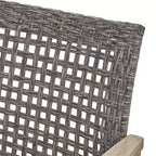 GDFStudio Savannah Outdoor Acacia Wood and Wicker Club Chairs (Set of 4), Gray/Mixed Black