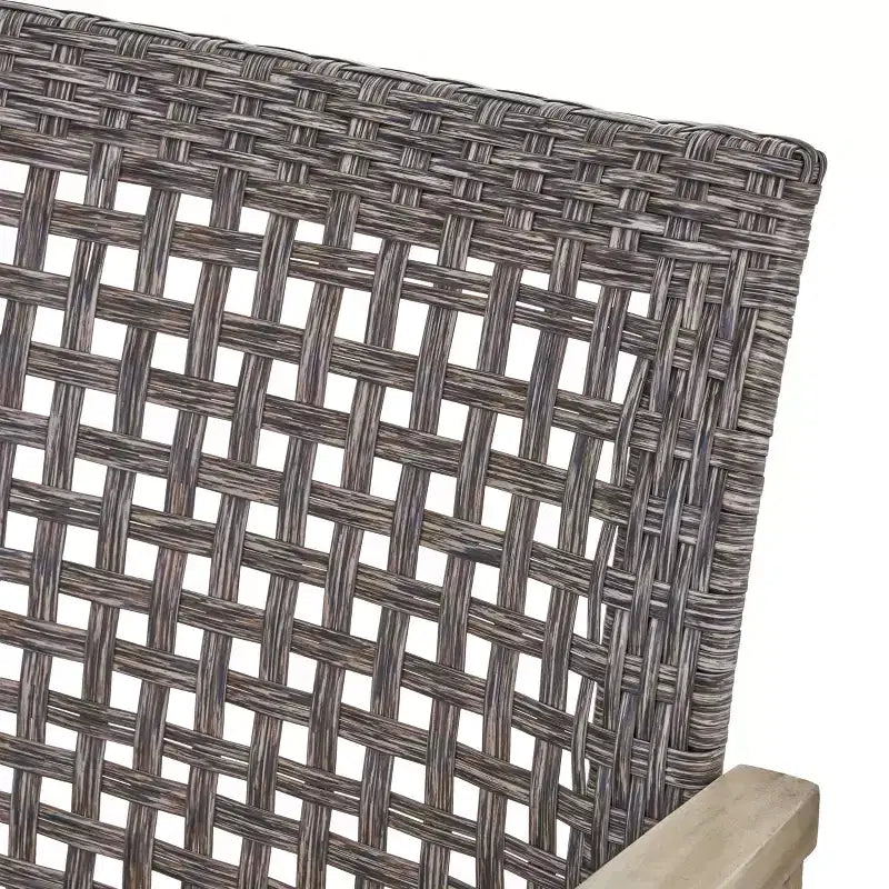 GDFStudio Savannah Outdoor Acacia Wood and Wicker Club Chairs (Set of 4), Gray/Mixed Black