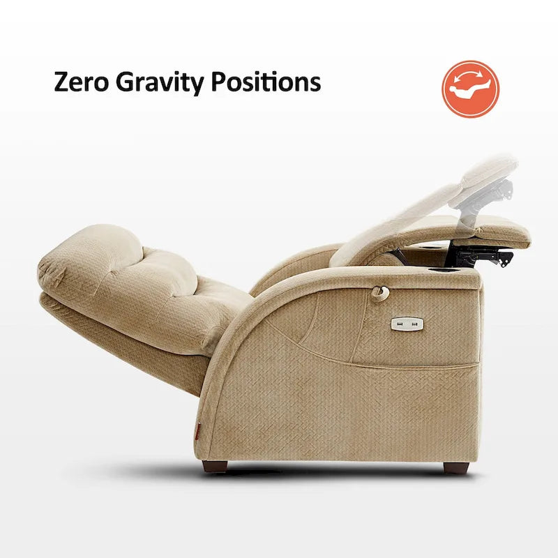 Poltrona Reclinabile MCombo Power Zero Gravity con Poggiatesta Regolabile per Soggiorno, Tessuto ZG334
